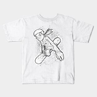 Snowboard girl freestyle jump Kids T-Shirt